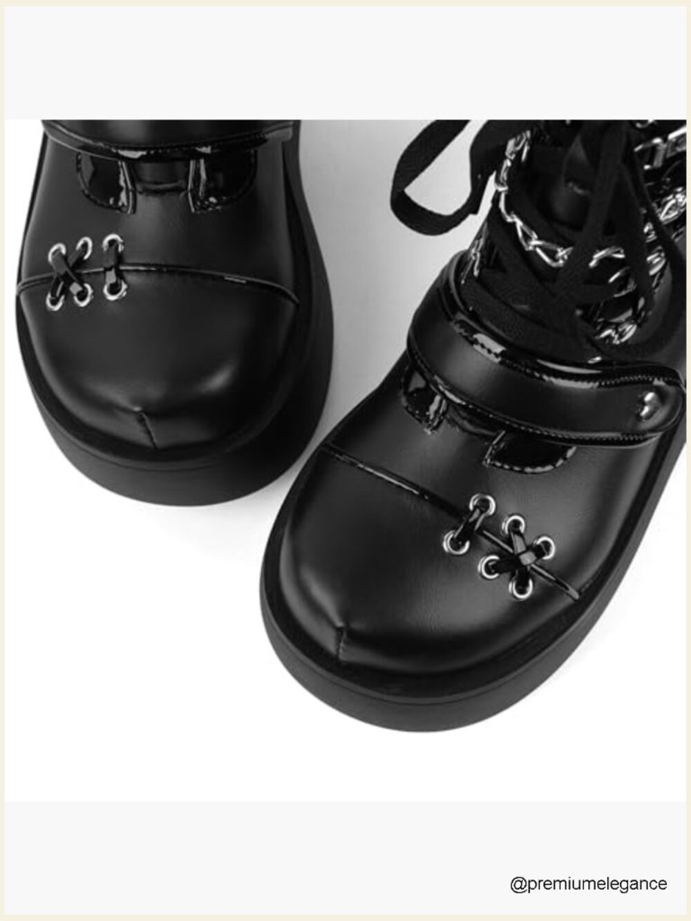 Goth Platform Ankle Boots Kawaii Round Toe Wedge Lace Up Zipper Booties - Picture 5 of 7